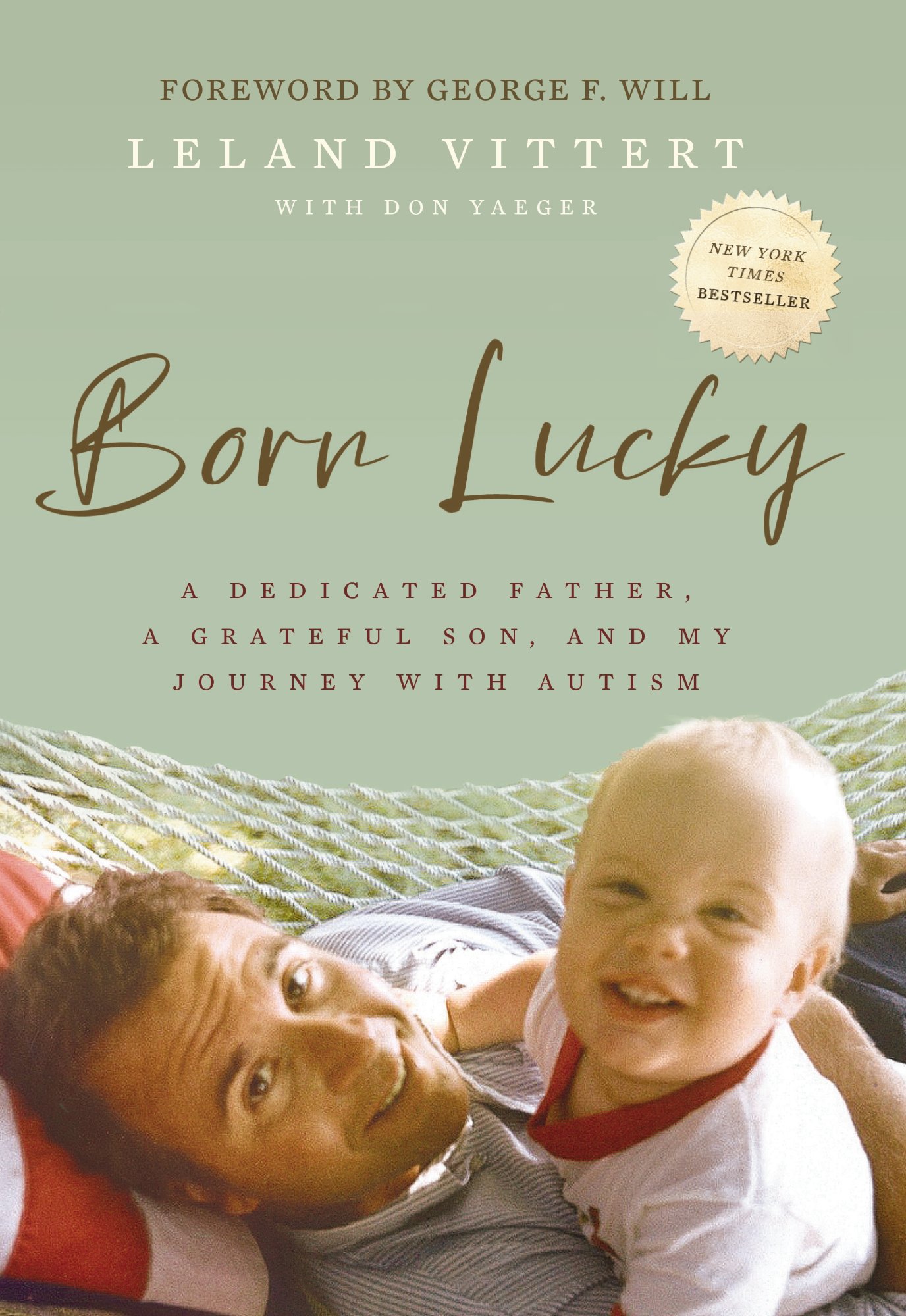 Born Lucky book cover by Leland Vittert showing father and son in hammock